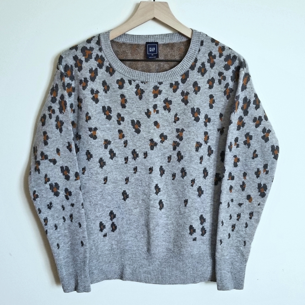 MERINO WOOL LEOPARD PRINT SWEATER